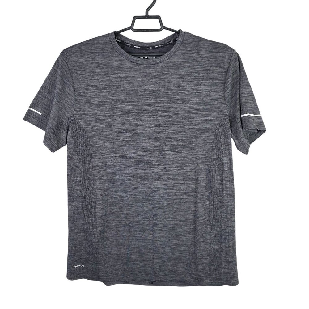 Mens Russell Training Fit Heathered Gray T Shirt Short Sleeve Nylon Blend 2XL